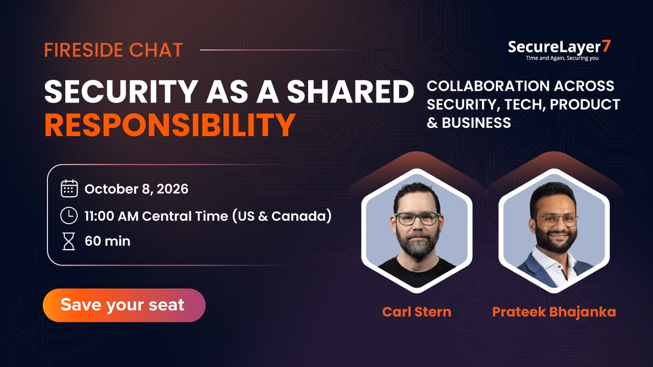 Fireside chat promo: Security as a Shared Responsibility, with Carl Stern and Prateek Bhajanka, October 8, 2026, 11:00 AM Central Time